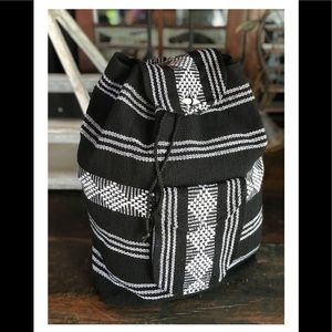 Handmade BoHo backpack black and white